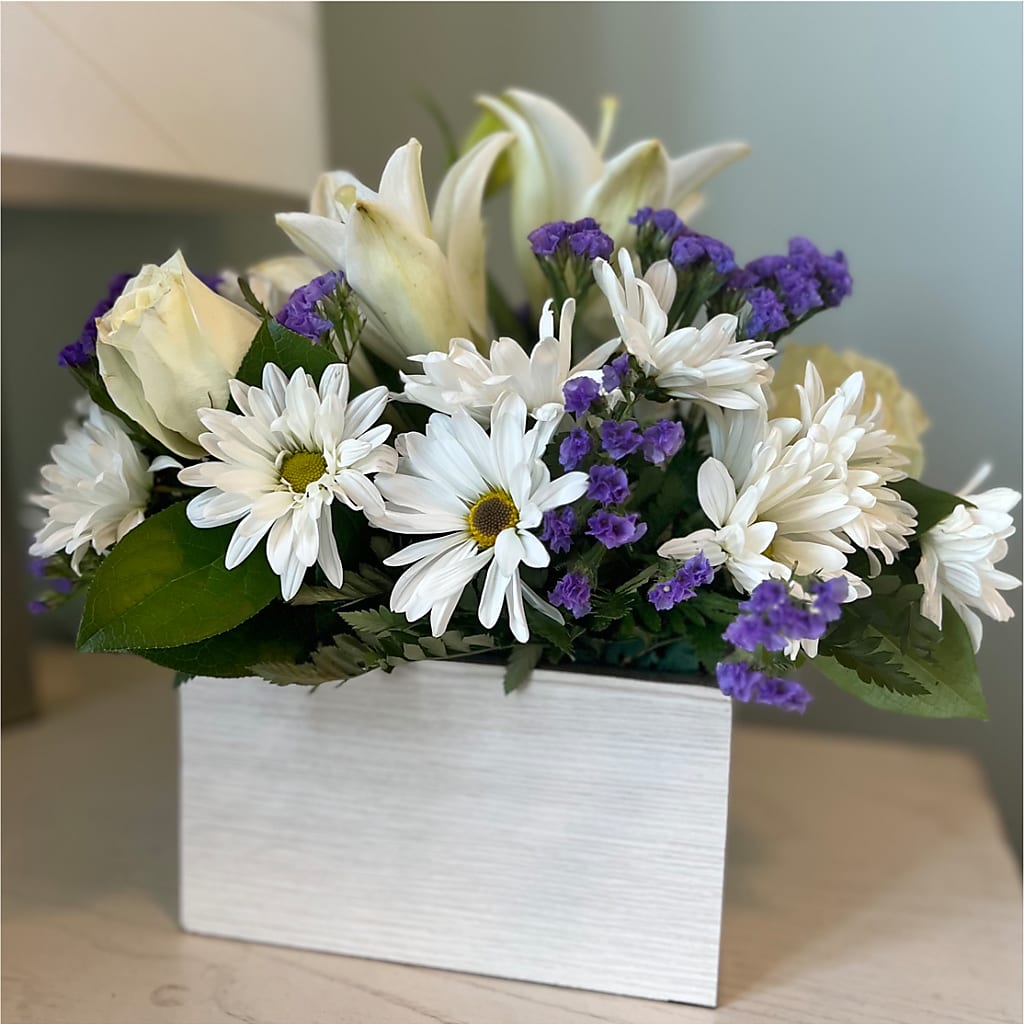 Beyond Blue Box Bouquet – LATE BLOOMERS FLORAL & GIFT LLC, Willmar MN