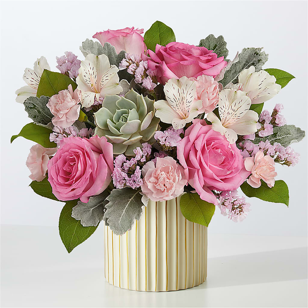 Dusty Rose Bouquet with Ivory Vase – LATE BLOOMERS FLORAL & GIFT LLC, Willmar MN