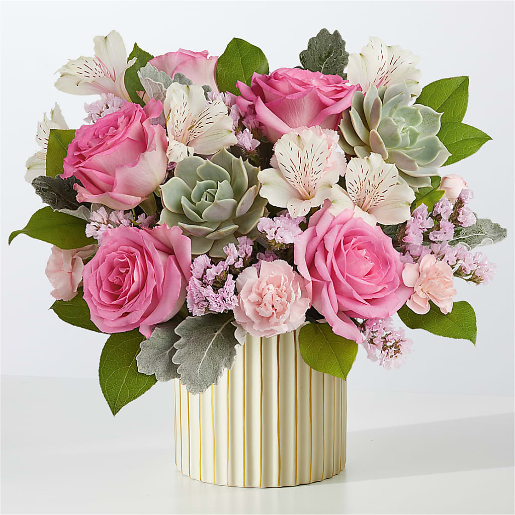 Dusty Rose Bouquet with Ivory Vase – LATE BLOOMERS FLORAL & GIFT LLC, Willmar MN