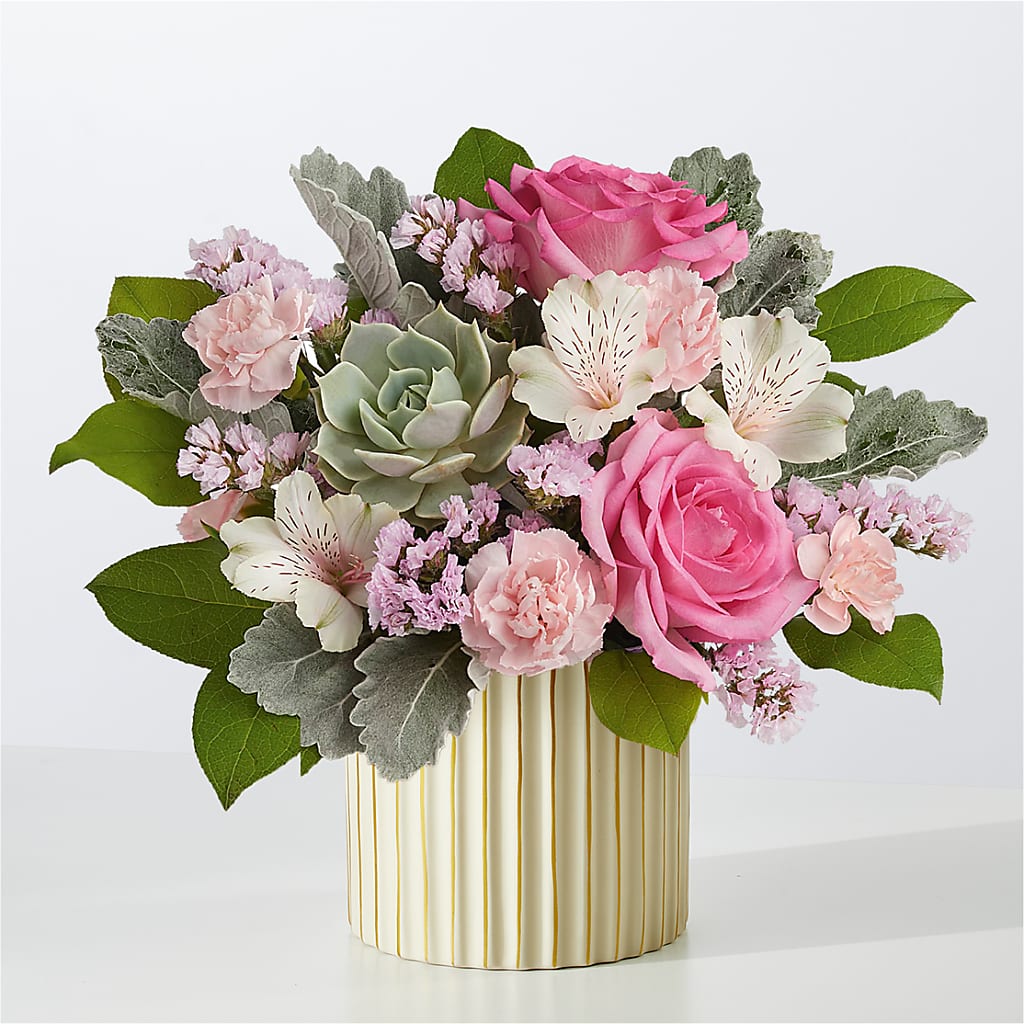 Dusty Rose Bouquet with Ivory Vase – LATE BLOOMERS FLORAL & GIFT LLC, Willmar MN