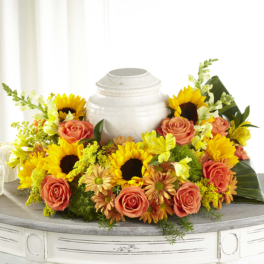 Faithful Sunflower Cremation Adornment – LATE BLOOMERS FLORAL & GIFT LLC, Willmar MN