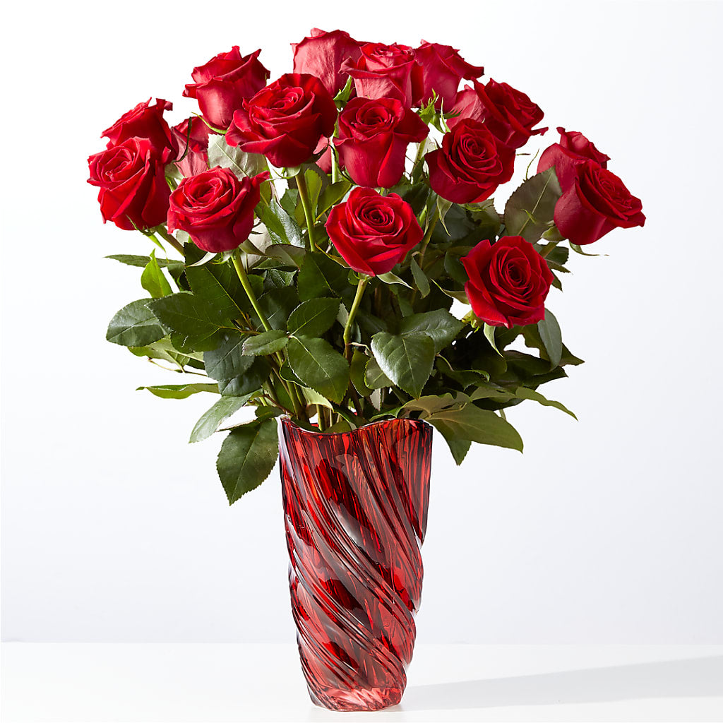 Classic Love Red Rose Bouquet with Luxe Swirl Vase – LATE BLOOMERS FLORAL & GIFT LLC, Willmar MN
