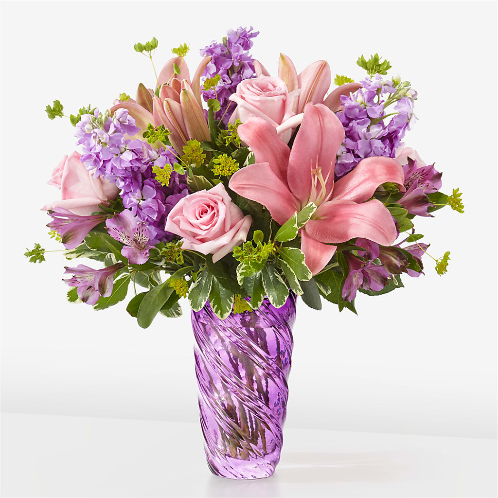 Precious Petals Bouquet with Luxe Swirl Vase – LATE BLOOMERS FLORAL & GIFT LLC, Willmar MN