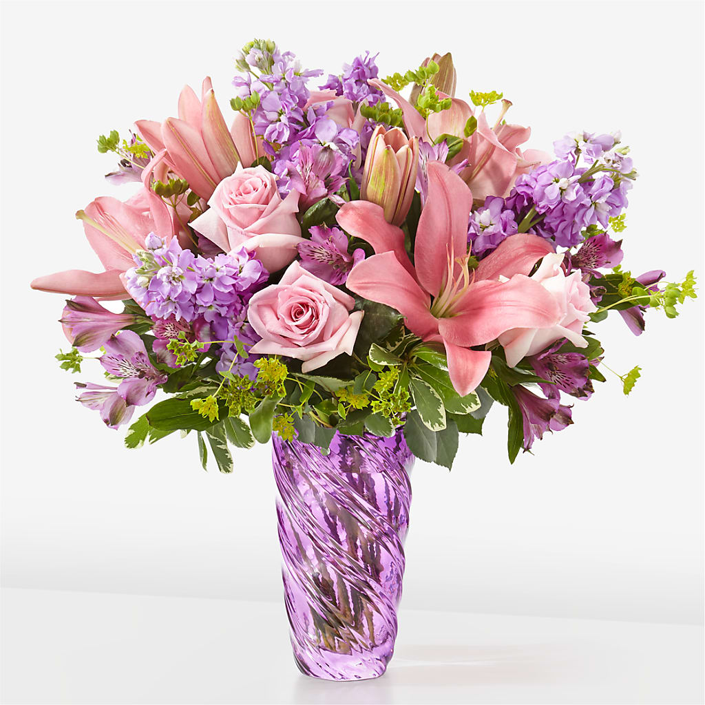 Precious Petals Bouquet with Luxe Swirl Vase – LATE BLOOMERS FLORAL & GIFT LLC, Willmar MN