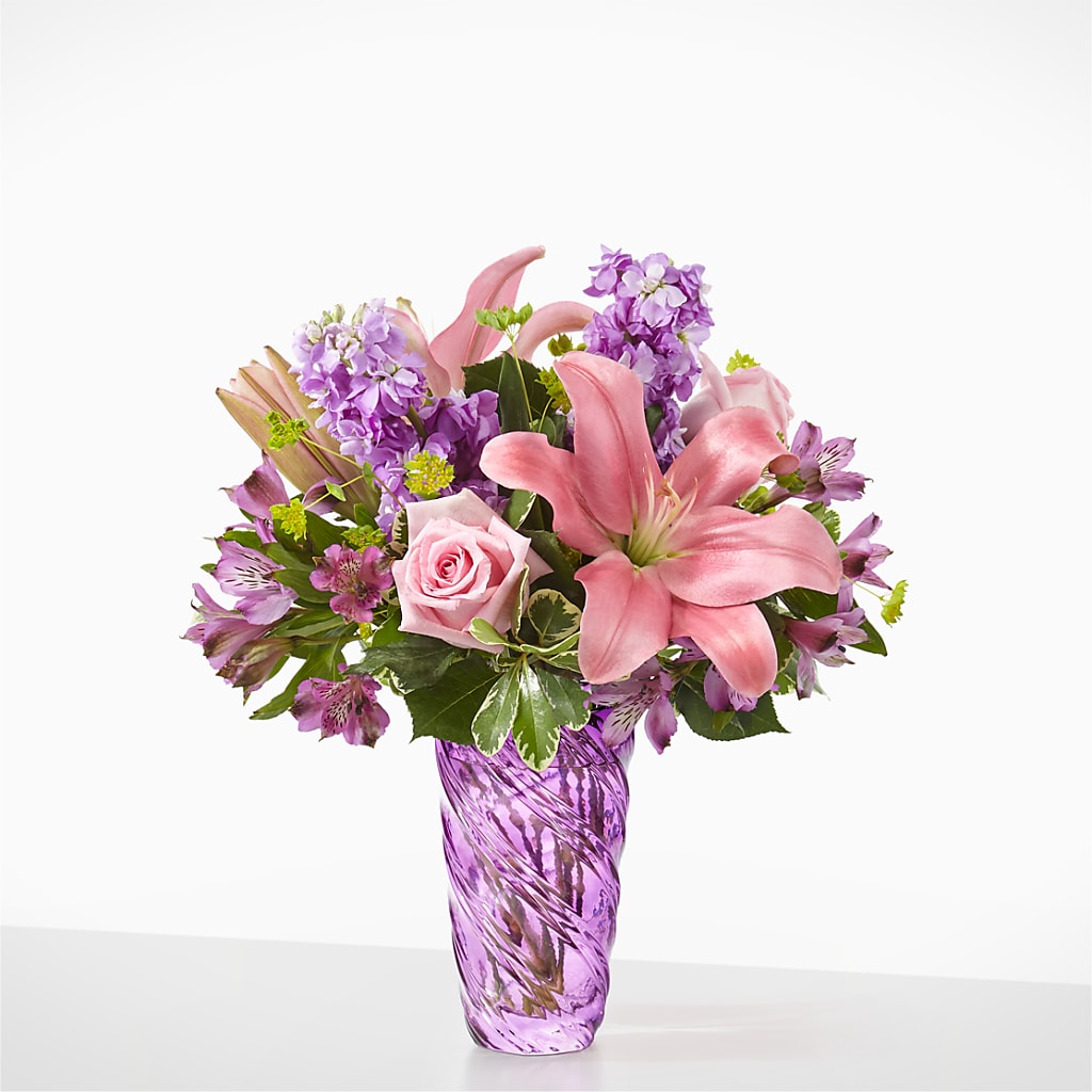Precious Petals Bouquet with Luxe Swirl Vase – LATE BLOOMERS FLORAL & GIFT LLC, Willmar MN