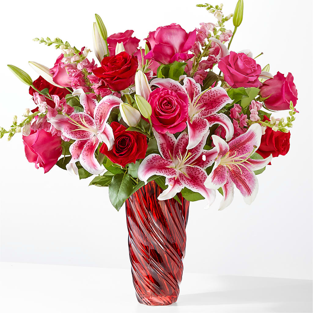 Always You Bouquet with Luxe Swirl Vase – LATE BLOOMERS FLORAL & GIFT LLC, Willmar MN