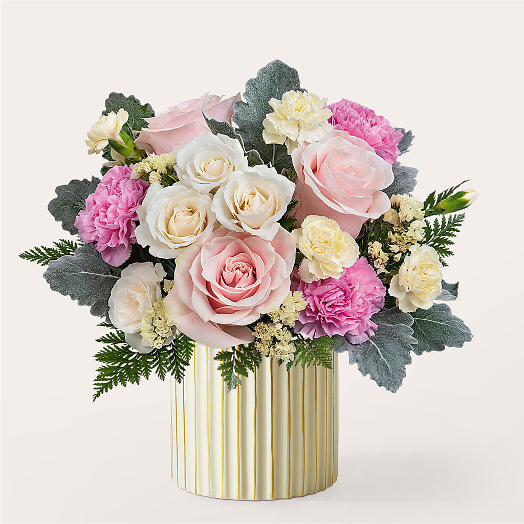 Blissful Moments Bouquet with Ivory Vase – LATE BLOOMERS FLORAL & GIFT LLC, Willmar MN