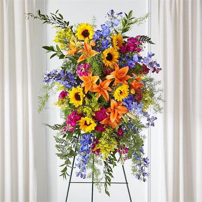 Sunlit Memories Standing Spray (Standard) – LATE BLOOMERS FLORAL & GIFT LLC, Willmar MN