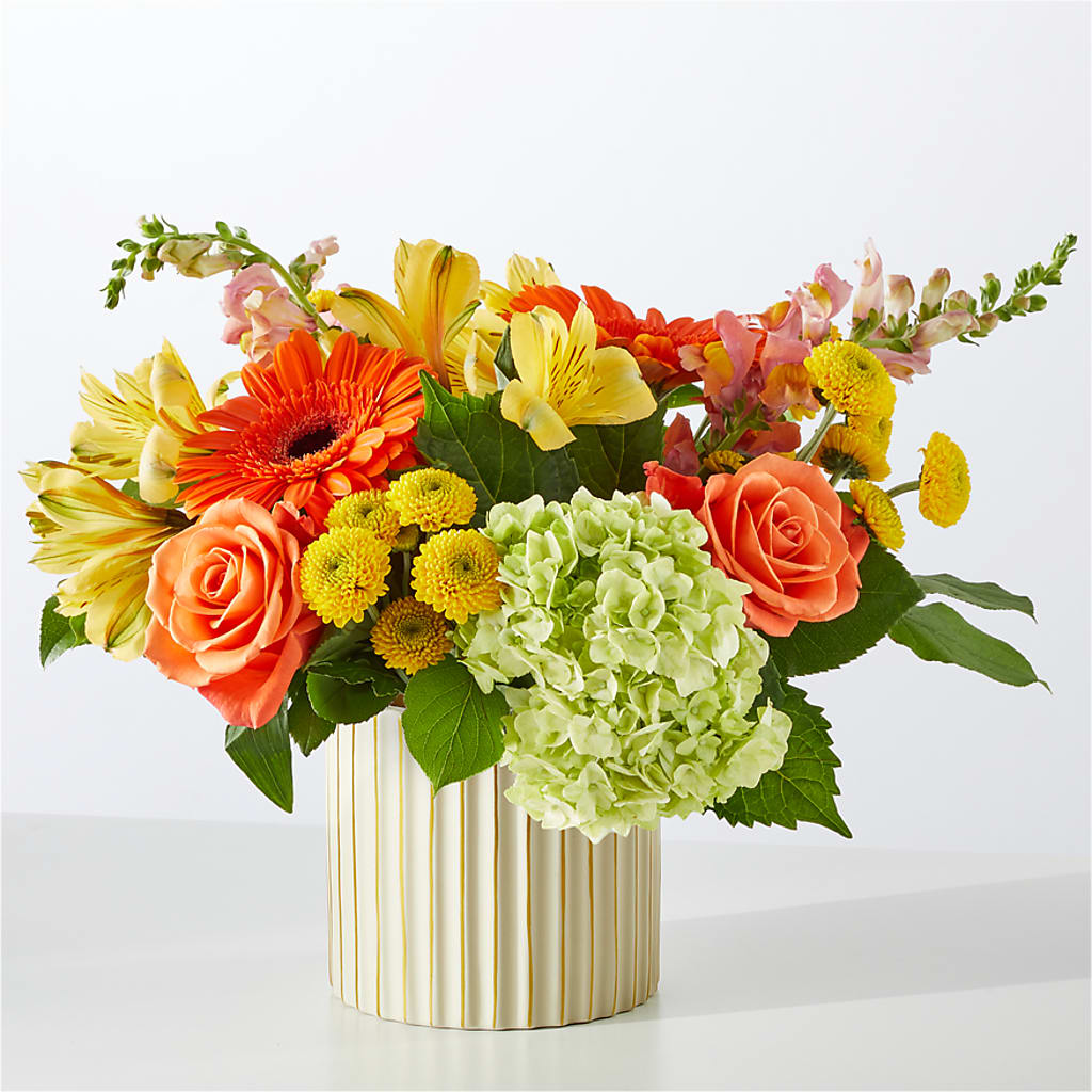 Autumn Sunshine Bouquet with Ivory Vase – LATE BLOOMERS FLORAL & GIFT LLC, Willmar MN