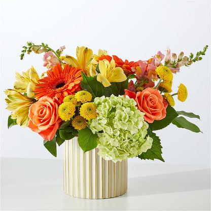 Autumn Sunshine Bouquet with Ivory Vase – LATE BLOOMERS FLORAL & GIFT LLC, Willmar MN