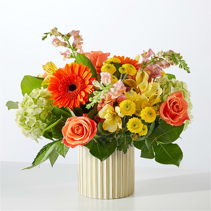 Autumn Sunshine Bouquet with Ivory Vase – LATE BLOOMERS FLORAL & GIFT LLC, Willmar MN