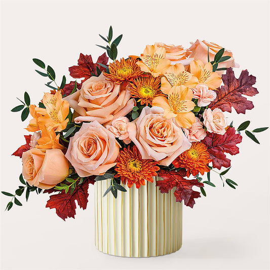 Spiced Latte Bouquet with Ivory Vase – LATE BLOOMERS FLORAL & GIFT LLC, Willmar MN